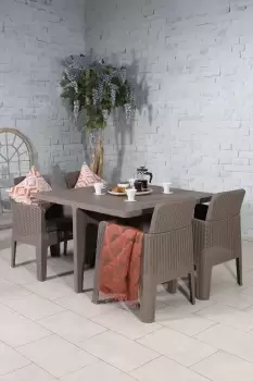 Faro 5 Piece Taupe Grey Deluxe Cube Outdoor Dining Set