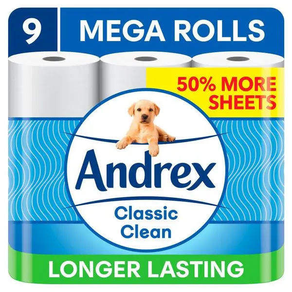 Andrex Classic Clean Mega 9 Toilet Rolls