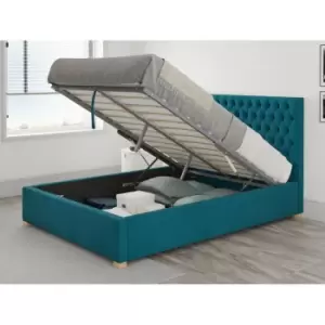 Monroe Ottoman Upholstered Bed, Plush Velvet, Teal - Ottoman Bed Size Small Double (120x190)
