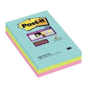 Post it Super Sticky 101 x 152mm Meeting Notes Ruled Assorted Colours