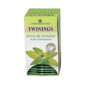 Twinings Revive and Revitalise Pure Peppermint Individually-wrapped Infusion Tea Bags Pack of 20 Tea Bags