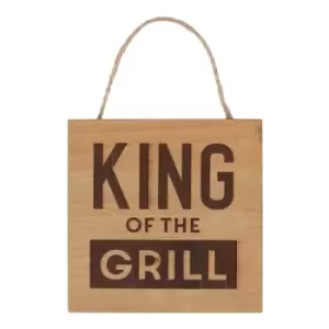 King of the Grill Square Wooden Hanging Sign