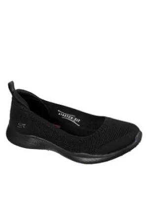 Skechers Microburst 2.0 Wide Fit Ballerina Shoes, Black, Size 8, Women