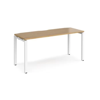 Bench Desk Single Person Rectangular Desk 1600mm Oak Tops With White Frames 600mm Depth Adapt