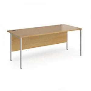 Dams International Rectangular Straight Desk with Oak Coloured MFC Top and Silver H-Frame Legs CONTRACT 25 1800 x 800 x 725mm