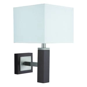 1 Light Indoor Wall Lamp Satin Silver, Wood, E14
