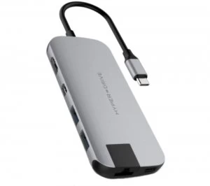 HYPERDRIVE Slim 8-port USB Type-C Connection Hub, Grey