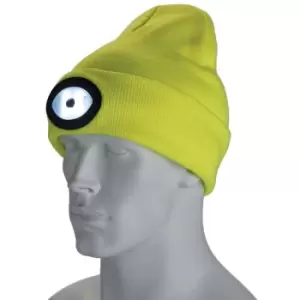 Draper 10008 Beanie Hat with Rechargeable Torch, Hi-Vis Yellow (One Size)