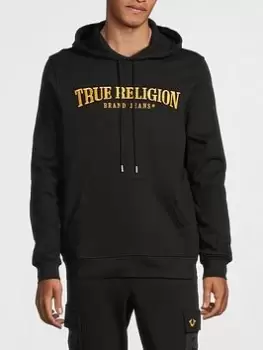 TRUE RELIGION Arch Logo Pullover Hoodie, Black Size M Men