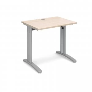 TR10 Straight Desk 800mm x 600mm - Silver Frame maple Top