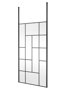Hudson Reed 1100mm Abstract Frame Wetroom Screen With Ceiling Posts - Matt Black