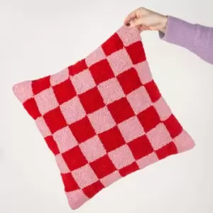 Check Knitted Cushion Red or Dead Pink, Red or Dead Pink / 45 x 45cm / Polyester Filled
