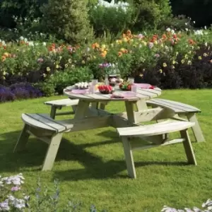 Round Picnic Table with Grey Parasol