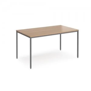 Rectangular flexi table with graphite frame 1400mm x 800mm - beech
