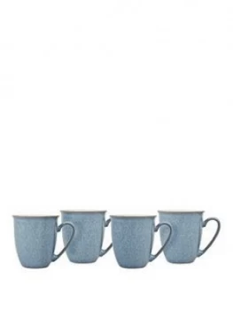 Denby Elements Set Of 4 Coffee Mugs ; Blue