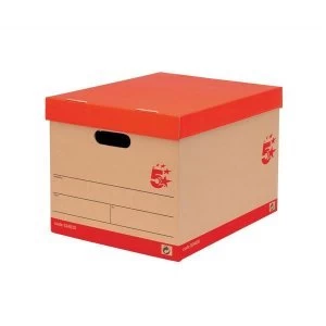 5 Star Office Storage Box for 5 A4 Lever Arch Files Red and Brown Pack 10