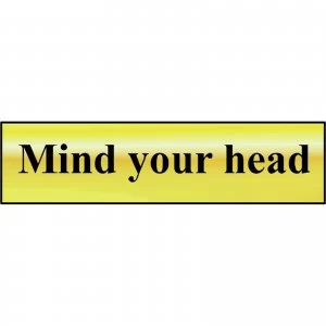 Scan Brass Effect Mind Your Head Sign 200mm 50mm Standard