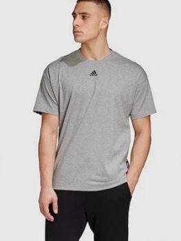 Adidas 3 Stripe T-Shirt - Medium Grey Heather Size M Men