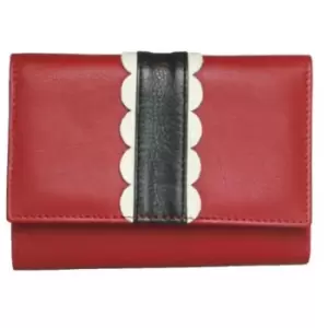 Eastern Counties Leather Womens/Ladies Melanie Purse With Scalloped Detail Panel (One Size) (Red/Black)