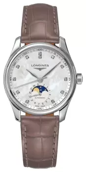LONGINES L24094874 Master Collection Womens Beige Leather Watch