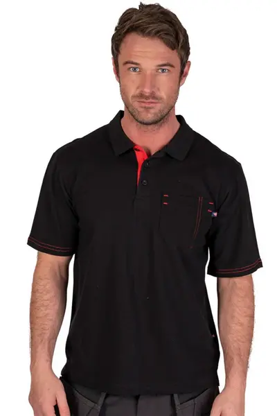 Lee Cooper Workwear Front Pocket Pique Polo Shirt Black
