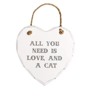 Sass & Belle All You Need Is Love And A Cat Heart Plaque