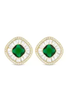 Gold Plated And Emerald Occasion Stud Earrings