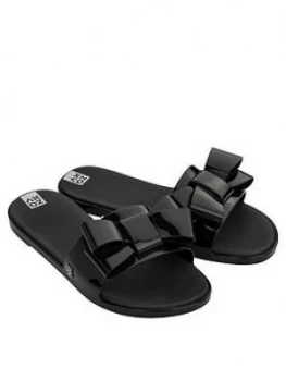 Zaxy Sky Slide Bow Flat Sandals - Black, Size 6, Women