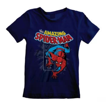 Marvel Comics Spider - Amazing Spider-Man Unisex 7-8 Years T-Shirt - Navy