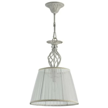 Grace Dome Ceiling Pendant Lamp White with Gold & Crystal, 1 Light, E14