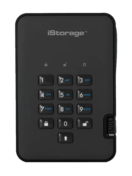 iStorage diskAshur2 5TB Mobile External Hard Drive in Black - USB3.1