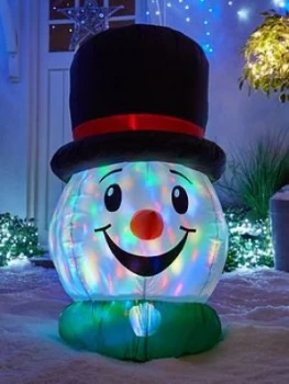 Festive 100 Cm Inflatable Snowman Head With Light Show Outdoor Christmas Decoration