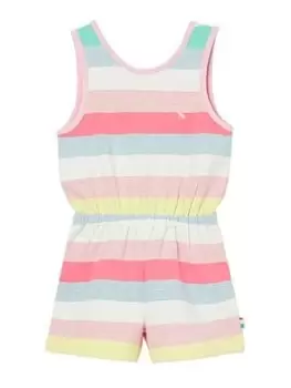 Joules Girls Raya Rainbow Stripe Jersey Playsuit -multi, Multi, Size 3 Years, Women