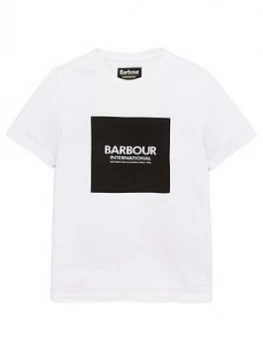 Barbour International Boys Block Logo T-Shirt - White, Size 8-9 Years