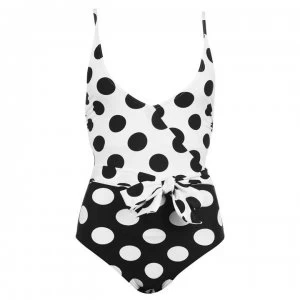 Figleaves Marilyn Non Wired Tie Side Swimsuit - Black Polka Dot