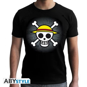 One Piece - Skull With Map Mens X-Small T-Shirt - Black