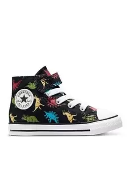 Converse Chuck Taylor All Star 1v Dinosaurs Toddler Hi Top Trainers, Black/Multi, Size 5