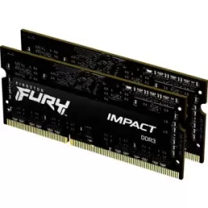 Kingston FURY Impact Laptop RAM kit DDR3 8GB 2 x 4GB Non-ECC 1600 MHz 204-pin SO-DIMM CL9 KF318LS11IBK2/8
