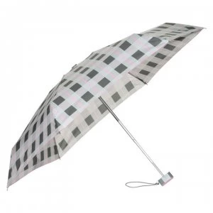 Totes Compact Fit Check Umbrella - Rspbrry/Gry/Pnk