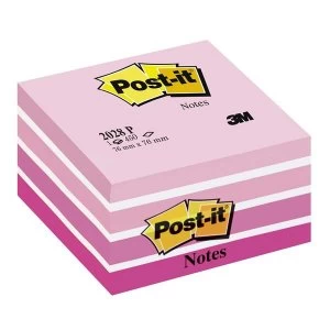 Post it Note Cube 450 Sheets 76x76mm Pastel PinkNeon Pink Shades Ref