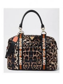 River Island Leopard Quilted Holdall Bag
