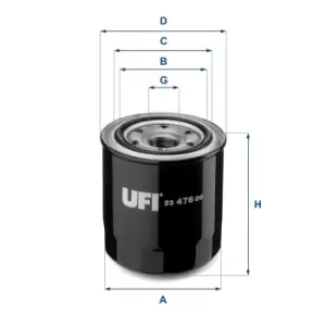 UFI 23.476.00 Oil Filter Oil Spin-On