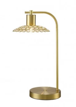 1 Light Table Lamp Satin Brass, Crystal