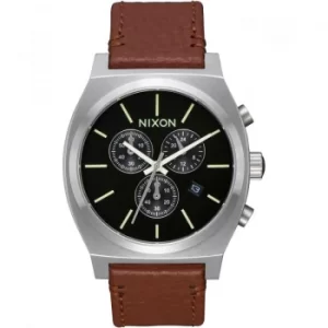 Mens Nixon The Time Teller Chrono Leather Chronograph Watch