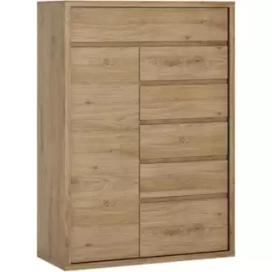 Shetland 1 Door 6 drawer cupboard - Shetland Oak Finish