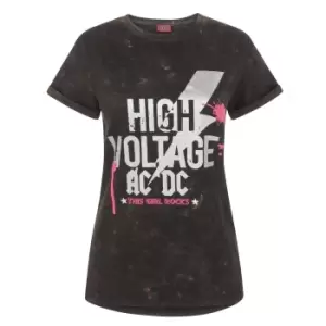 AC/DC Womens/Ladies High Voltage Acid Wash T-Shirt (X-Large) (Black)