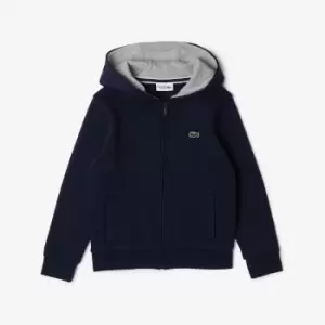 Kids' Lacoste SPORT Tennis Zippered Fleece Sweatshirt Size 14 yrs Navy Blue / Grey Chine
