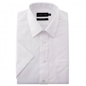 Double Two White short sleeve classic cotton blend shirt - 15.5