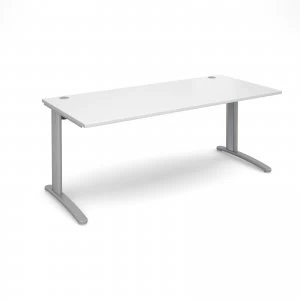 TR10 Straight Desk 1800mm x 800mm - Silver Frame White Top