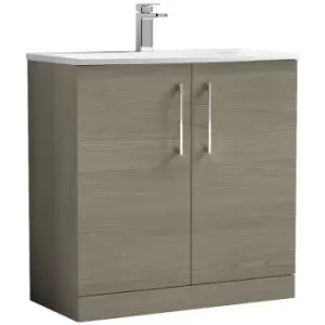 Arno Solace Oak 800mm 2 Door Vanity Unit with 30mm Profile Curved Basin - ARN2505G - Solace Oak - Nuie